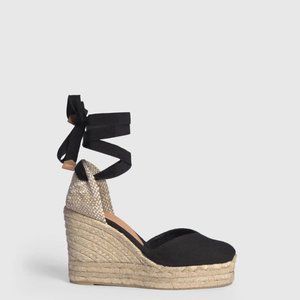 NWT NIB Castaner Chiara Wedge Espadrilles Size 39 8/9 Black